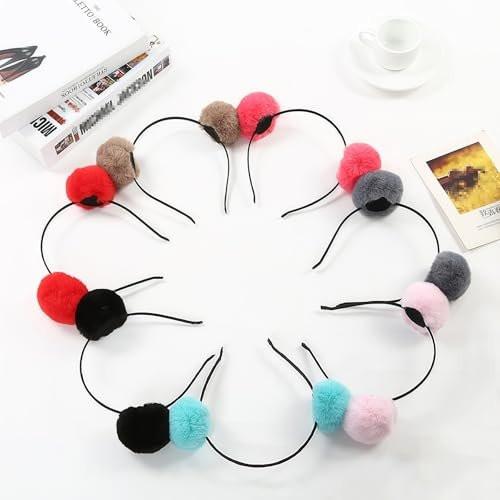 erioctry 3 Stück Süße Panda Ohren Stirnbänder Plüsch Pom Pom Stirnbänder Haarspangen Haarreifen Kostüm Haaraccessoires für Frauen Geburtstagsparty Halloween Kostüm Weihnachten