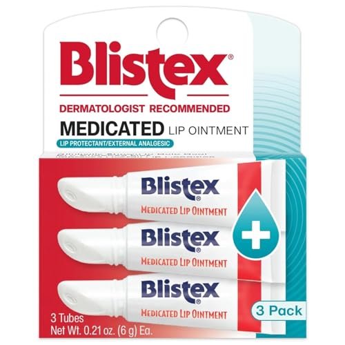 Blistex Medicated Lippenbalsam, 0,21 Unzen Tube, Lindert Lippenherpes & Hilft trockene, rissige Lippen zu heilen, Schmerzlinderung bei Lippenbläschen & Blasen, Heilbalsam, 3 Stück (1 Packung)