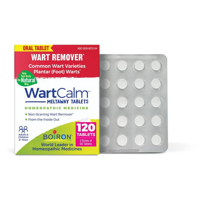 Boiron WartCalm – Schmerzfreie Warzenentfernung für Hände, Knie, Füße & Körper – 120 Tabletten (2 x 60) für Erwachsene & Kinder ab 2 Jahren