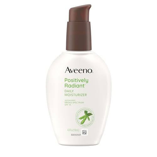 Aveeno Positively Radiant Tagesfeuchtigkeitscreme mit LSF 15 Sonnenschutz, feuchtigkeitsspendende Gesichtscreme mit Soja-Extrakt für einen ebenmäßigen Teint, hypoallergene Formel, ölfrei, 118 ml
