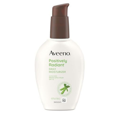 Aveeno Positively Radiant Tagesfeuchtigkeitscreme mit LSF 15 Sonnenschutz, feuchtigkeitsspendende Gesichtscreme mit Soja-Extrakt für einen ebenmäßigen Teint, hypoallergene Formel, ölfrei, 118 ml