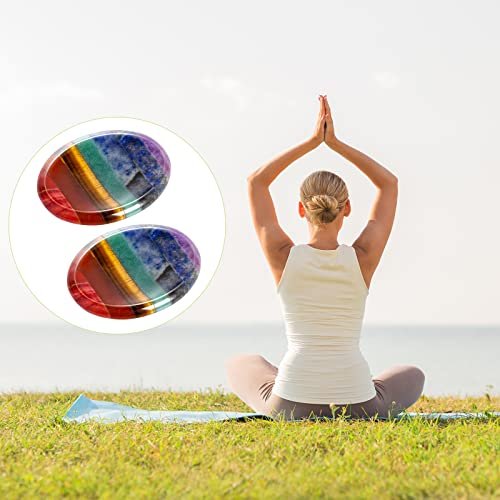 Marrywindix 2er-Pack Natürliche Daumen-Worry-Steine Set 7 Chakra-Heilsteine für Angst- und Stressabbau, Meditation, Kristalltherapie