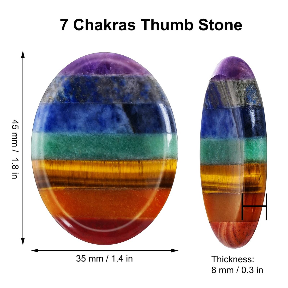 Marrywindix 2er-Pack Natürliche Daumen-Worry-Steine Set 7 Chakra-Heilsteine für Angst- und Stressabbau, Meditation, Kristalltherapie