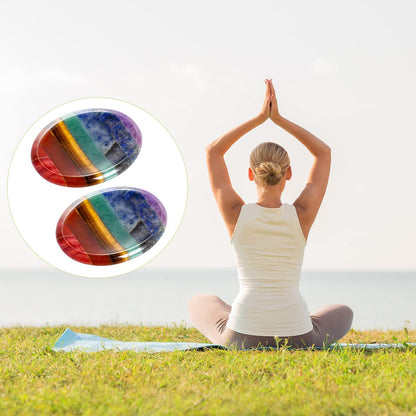 Marrywindix 2er-Pack Natürliche Daumen-Worry-Steine Set 7 Chakra-Heilsteine für Angst- und Stressabbau, Meditation, Kristalltherapie