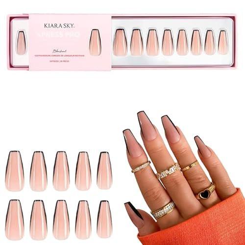 Kiara Sky XPRESS PRO Press On Nägel – 100% Acryl, 30-teiliges Set inkl. Kleber, Nagelhautschieber, Feile & Prep Pad | Sargform Medium – Blackout