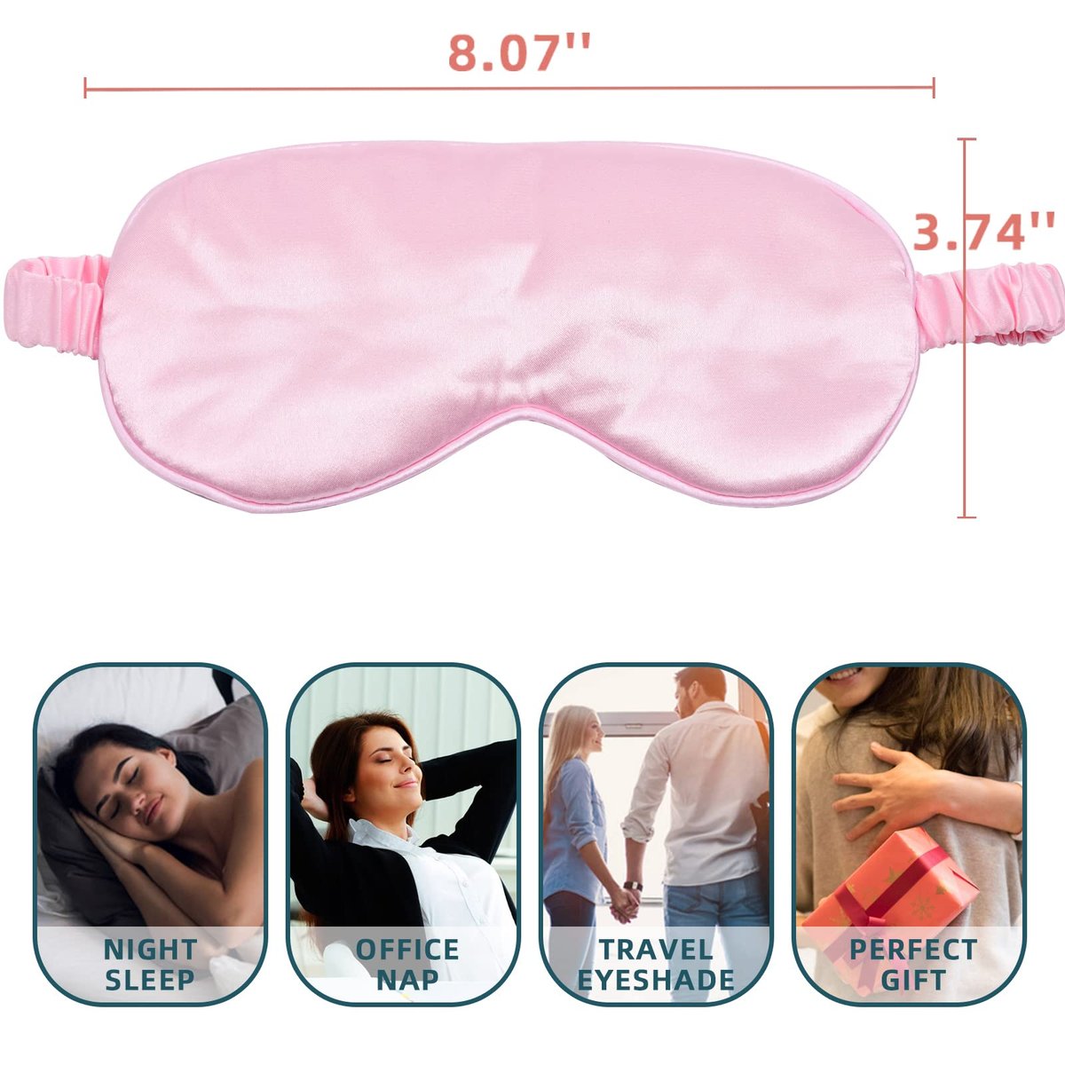 LERSVICVIL Schlafmasken 4er-Pack – Seidig weiche Augenmaske aus Satin mit elastischem Band für Damen und Herren
