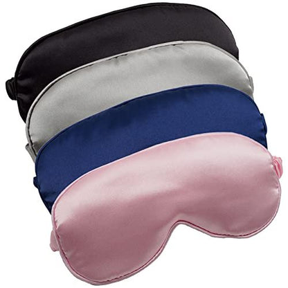 LERSVICVIL Schlafmasken 4er-Pack – Seidig weiche Augenmaske aus Satin mit elastischem Band für Damen und Herren