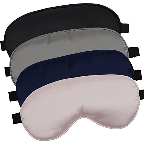 LERSVICVIL 4er-Pack Schlafmaske – Seidig weiche Satin-Augenmaske mit verstellbarem Band für Damen und Herren