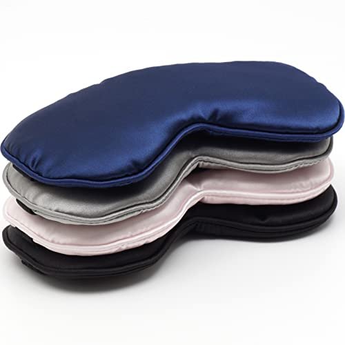 LERSVICVIL 4er-Pack Schlafmaske – Seidig weiche Satin-Augenmaske mit verstellbarem Band für Damen und Herren