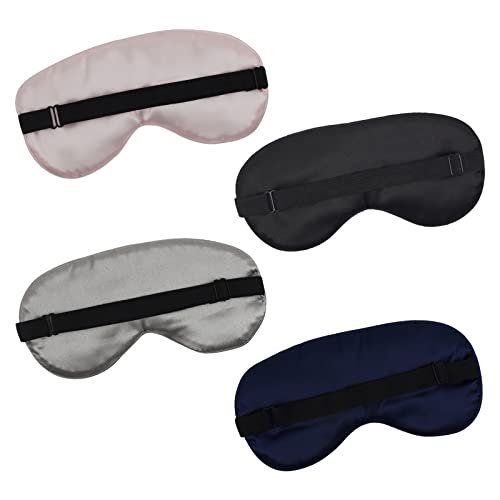 LERSVICVIL 4er-Pack Schlafmaske – Seidig weiche Satin-Augenmaske mit verstellbarem Band für Damen und Herren