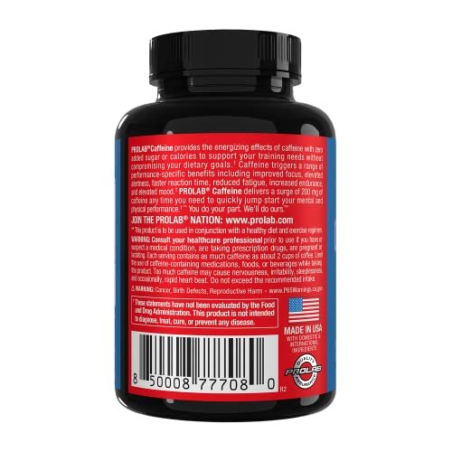 ProLab Koffeintabletten 200 mg – 300 Stück | Energie-Support, steigert Ausdauer und geistige Konzentration, reduziert Müdigkeit, Pre-Workout, extra stark