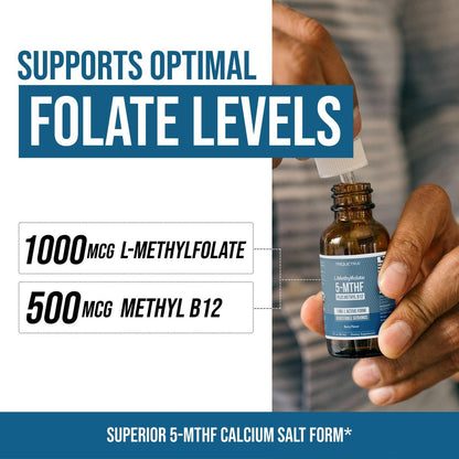 Organisches Methylfolat 1000 mcg + Methyl-B12 Co-Faktor (300 Portionen) – metabolisch aktive 5-MTHF-Form, Bio-Beeren-Geschmack, flüssige sublinguale Form – Stimmung, Kognition, Methylierung, Schwangerschaft (30 ml)