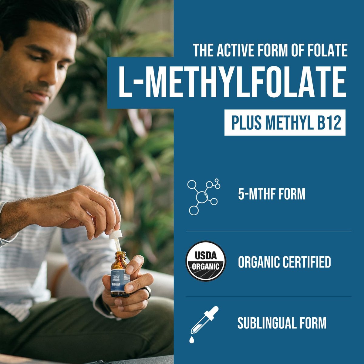 Organisches Methylfolat 1000 mcg + Methyl-B12 Co-Faktor (300 Portionen) – metabolisch aktive 5-MTHF-Form, Bio-Beeren-Geschmack, flüssige sublinguale Form – Stimmung, Kognition, Methylierung, Schwangerschaft (30 ml)