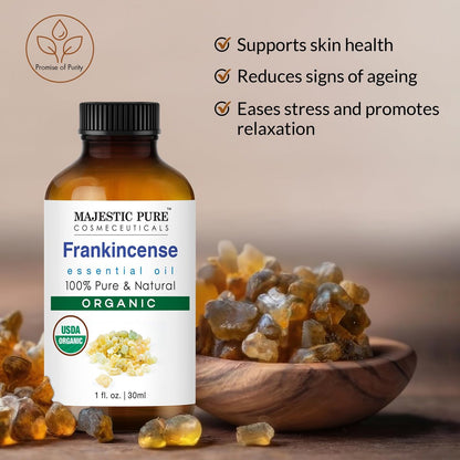 Majestic Pure Bio-Weihrauch ätherisches Öl mit Glaspipette - 30 ml - 100% rein und natürlich - Premium-Qualität für Diffuser, Aromatherapie, Seifen- und Kerzenherstellung