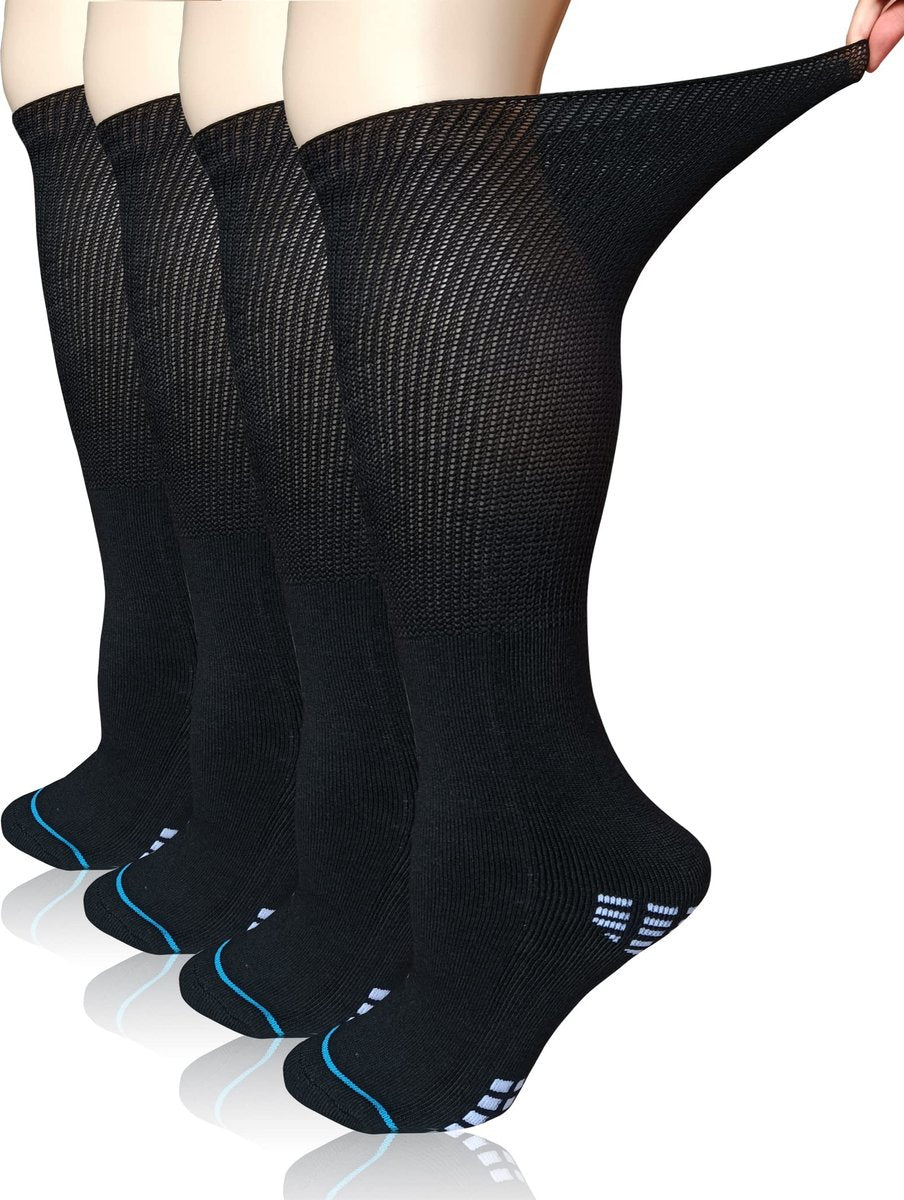 COIYUFUX Extra Breite Diabetikersocken für Bariatrische Füße, Kniehohe Kompressionssocken für Herren und Damen, Wanderschuh-Gipssocke für Lymphödem, Geschwollene Füße, Knöchel und Beine