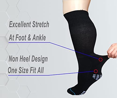COIYUFUX Extra Breite Diabetikersocken für Bariatrische Füße, Kniehohe Kompressionssocken für Herren und Damen, Wanderschuh-Gipssocke für Lymphödem, Geschwollene Füße, Knöchel und Beine