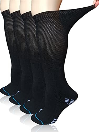 COIYUFUX Extra Breite Diabetikersocken für Bariatrische Füße, Kniehohe Kompressionssocken für Herren und Damen, Wanderschuh-Gipssocke für Lymphödem, Geschwollene Füße, Knöchel und Beine