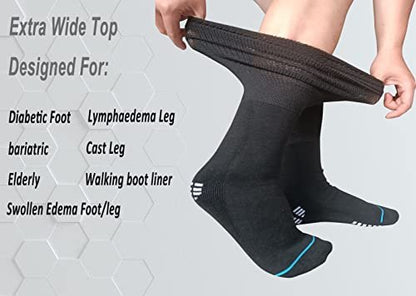 COIYUFUX Extra Breite Diabetikersocken für Bariatrische Füße, Kniehohe Kompressionssocken für Herren und Damen, Wanderschuh-Gipssocke für Lymphödem, Geschwollene Füße, Knöchel und Beine