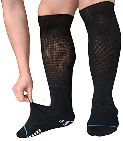 COIYUFUX Extra Breite Diabetikersocken für Bariatrische Füße, Kniehohe Kompressionssocken für Herren und Damen, Wanderschuh-Gipssocke für Lymphödem, Geschwollene Füße, Knöchel und Beine