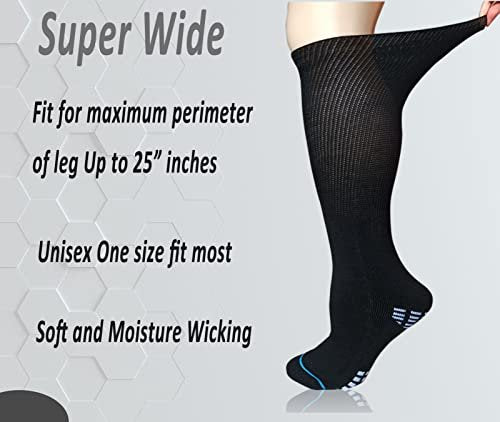COIYUFUX Extra Breite Diabetikersocken für Bariatrische Füße, Kniehohe Kompressionssocken für Herren und Damen, Wanderschuh-Gipssocke für Lymphödem, Geschwollene Füße, Knöchel und Beine