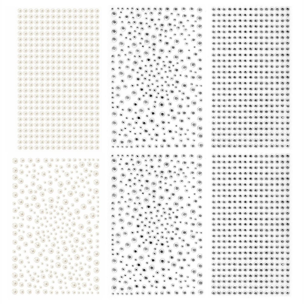 2100 Klare Strasssteine Aufkleber Selbstklebende Strasssteine und Perlen, Glitzernde Diamantaufkleber für Gesicht, Beauty, Make-up, Nagelkunst, Handy, Hochzeitshaarschmuck, DIY-Bastelarbeiten