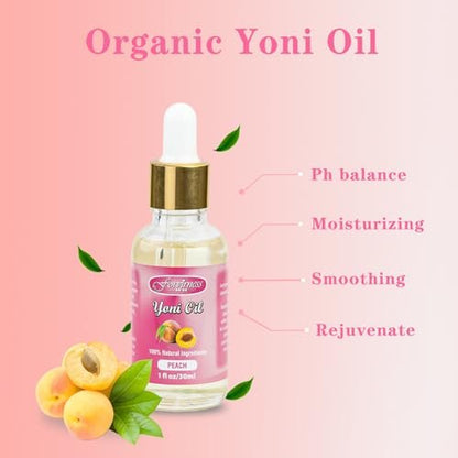 forvirness Natürliche feminine Waschlotion Yoni Öl Set, Körperreiniger mit Reinigungsfaktor, Yoni Wash für Frauen pH-Balance, 1 fl.oz Pfirsich Femininöl & 6,7 fl.oz Intimreiniger