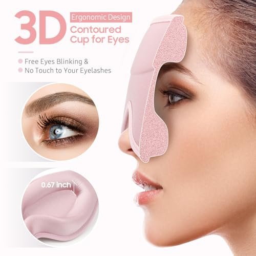 BeHoomi Schlafmaske – Premium Augenmaske für totales Blackout, superweicher Komfort, verstellbar, ergonomisches 3D-Design für Zuhause, Büro, Reisen, Meditation, Yoga, Pink