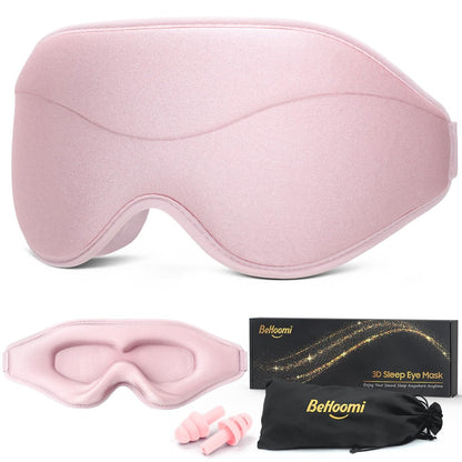 BeHoomi Schlafmaske – Premium Augenmaske für totales Blackout, superweicher Komfort, verstellbar, ergonomisches 3D-Design für Zuhause, Büro, Reisen, Meditation, Yoga, Pink
