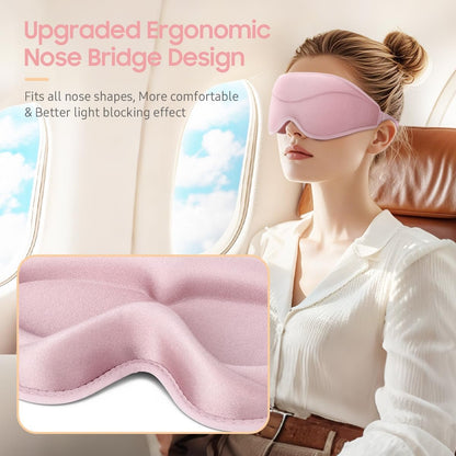 BeHoomi Schlafmaske – Premium Augenmaske für totales Blackout, superweicher Komfort, verstellbar, ergonomisches 3D-Design für Zuhause, Büro, Reisen, Meditation, Yoga, Pink