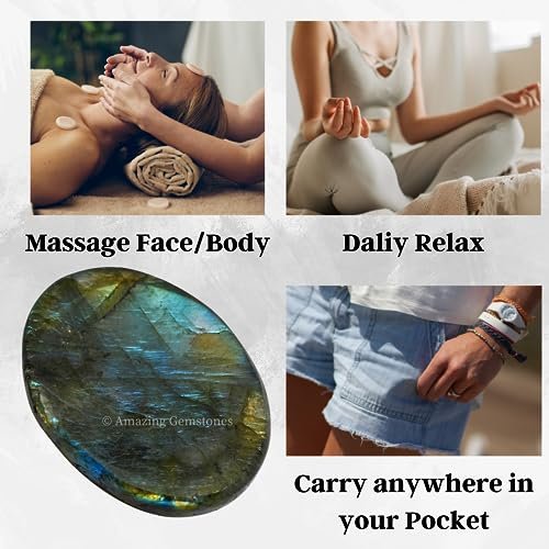 Amazing Gemstone Labradorit Daumen-Worry-Stein – Heilender Kristall für Angst, Stressabbau, Meditation und Entspannung – Geschenkidee