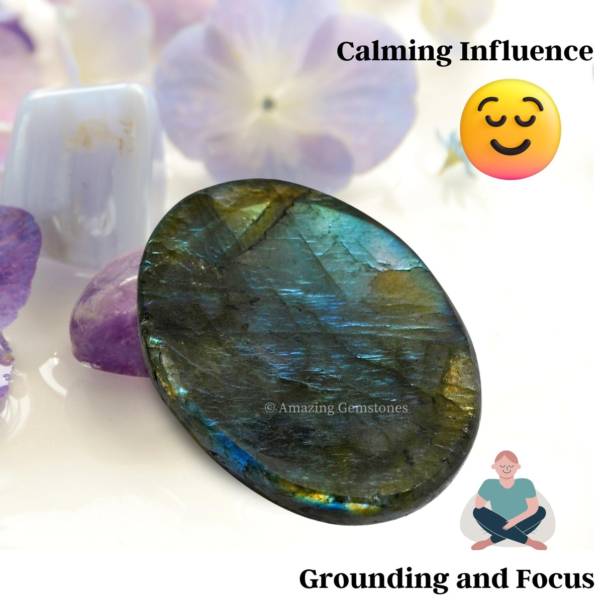 Amazing Gemstone Labradorit Daumen-Worry-Stein – Heilender Kristall für Angst, Stressabbau, Meditation und Entspannung – Geschenkidee