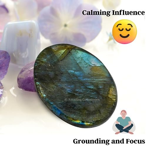 Amazing Gemstone Labradorit Daumen-Worry-Stein – Heilender Kristall für Angst, Stressabbau, Meditation und Entspannung – Geschenkidee