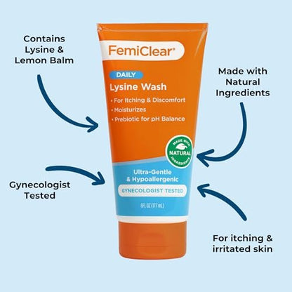 FemiClear® Ultra-Sanfte Intimwaschlotion – Mit Lysin & Melisse für die Intimhygiene, Essenziell für die vaginale Gesundheit (180 ml)