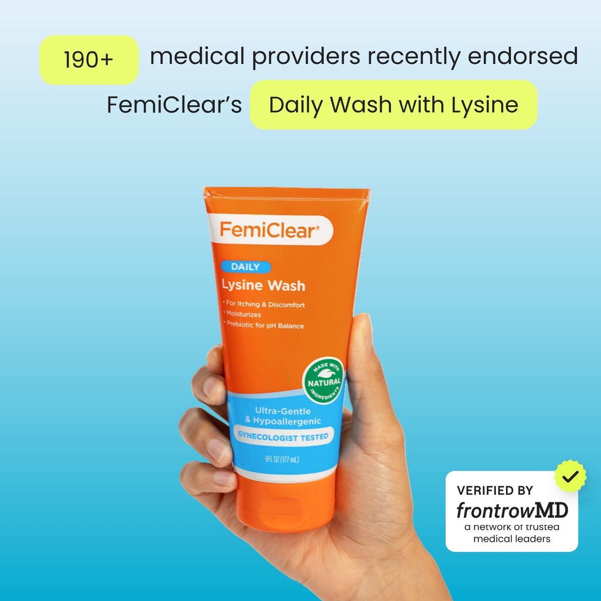 FemiClear® Ultra-Sanfte Intimwaschlotion – Mit Lysin & Melisse für die Intimhygiene, Essenziell für die vaginale Gesundheit (180 ml)
