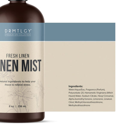 DRMTLGY Natürlicher Frische-Linnen-Mist & Raumspray – Reine ätherische Öle für Kissen-, Wäsche- und Stoffspray – Aromatherapie-Spray für Entspannung und Schlaf, 240 ml