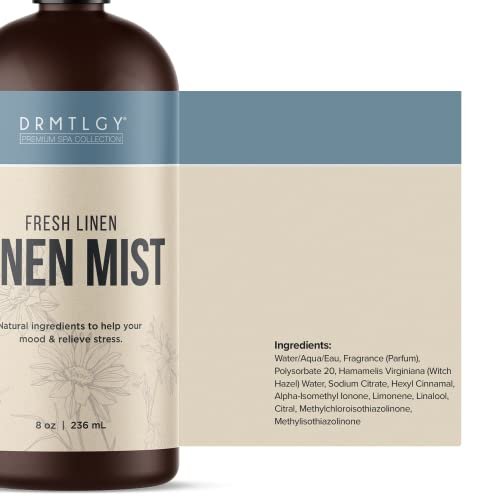 DRMTLGY Natürlicher Frische-Linnen-Mist & Raumspray – Reine ätherische Öle für Kissen-, Wäsche- und Stoffspray – Aromatherapie-Spray für Entspannung und Schlaf, 240 ml