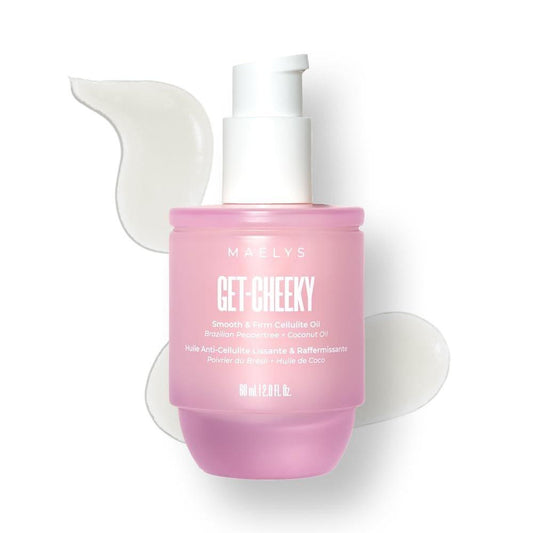 MAËLYS GET-CHEEKY Körperöl für Frauen - Cellulite-Massageöl mit Sheabutter & Vitamin E - Hautöl für Massagetherapie & nach dem Duschen - Hilft, das Erscheinungsbild von Dellen zu reduzieren (60 ml)