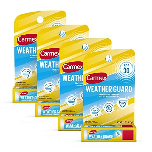Carmex Weather Guard Feuchtigkeitsspendender Lippenbalsam Stick mit LSF 30, 4er-Pack (4×1)