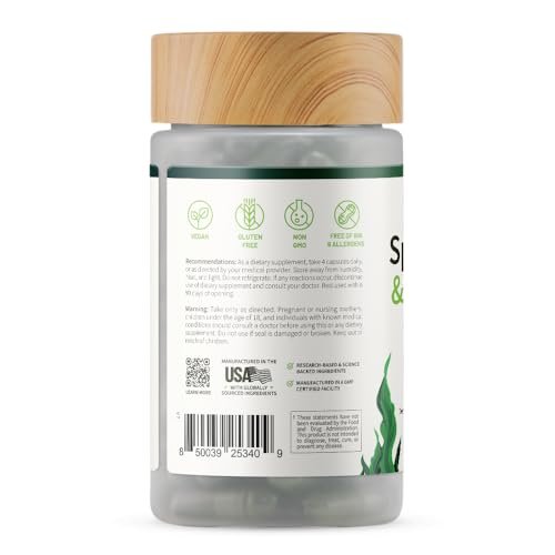 Snap Supplements Bio Spirulina & Chlorella – Proteinreiches Blaualgen-Superfood für Energie und Immununterstützung, 120 Kapseln (30 Portionen, 1 Monatsvorrat)