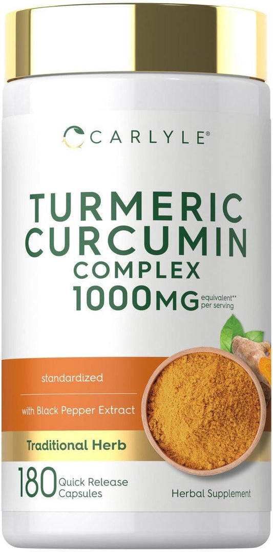 Carlyle Curcumin mit schwarzem Pfeffer | 180 Kapseln | Kurkuma Komplex Nahrungsergänzung | Non-GMO, Glutenfrei