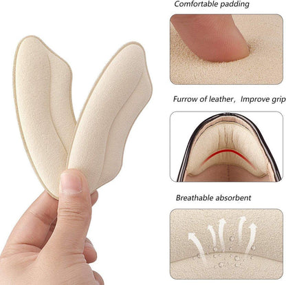 Fersenpolster für zu große Schuhe, Einlegesohlen für Damen, Fersengripp für Damen und Herren, Schutzpolster gegen Blasen, Polster für lose Schuhe, Komfortfüller (Beige/Schwarz 4 Paare)