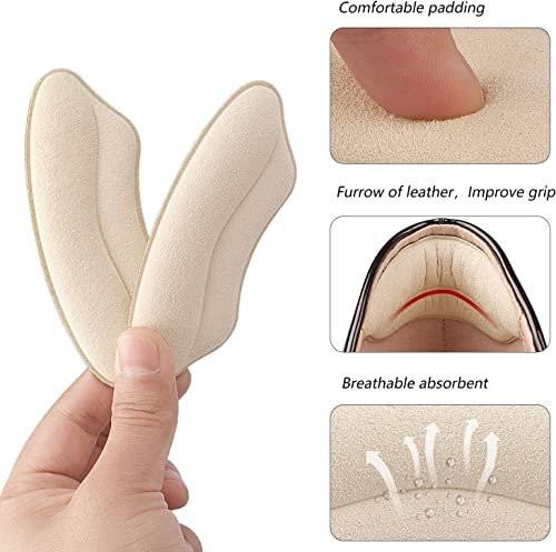 Fersenpolster für zu große Schuhe, Einlegesohlen für Damen, Fersengripp für Damen und Herren, Schutzpolster gegen Blasen, Polster für lose Schuhe, Komfortfüller (Beige/Schwarz 4 Paare)