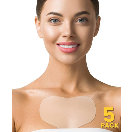 AGOPLEE Brustfaltenglättende Pads, 5er-Pack, 100% medizinische Qualität, Anti-Aging-Hautstraffung und Feuchtigkeitsversorgung, Dekolleté-Anti-Falten-Pflaster, Übernacht-Faltenentferner