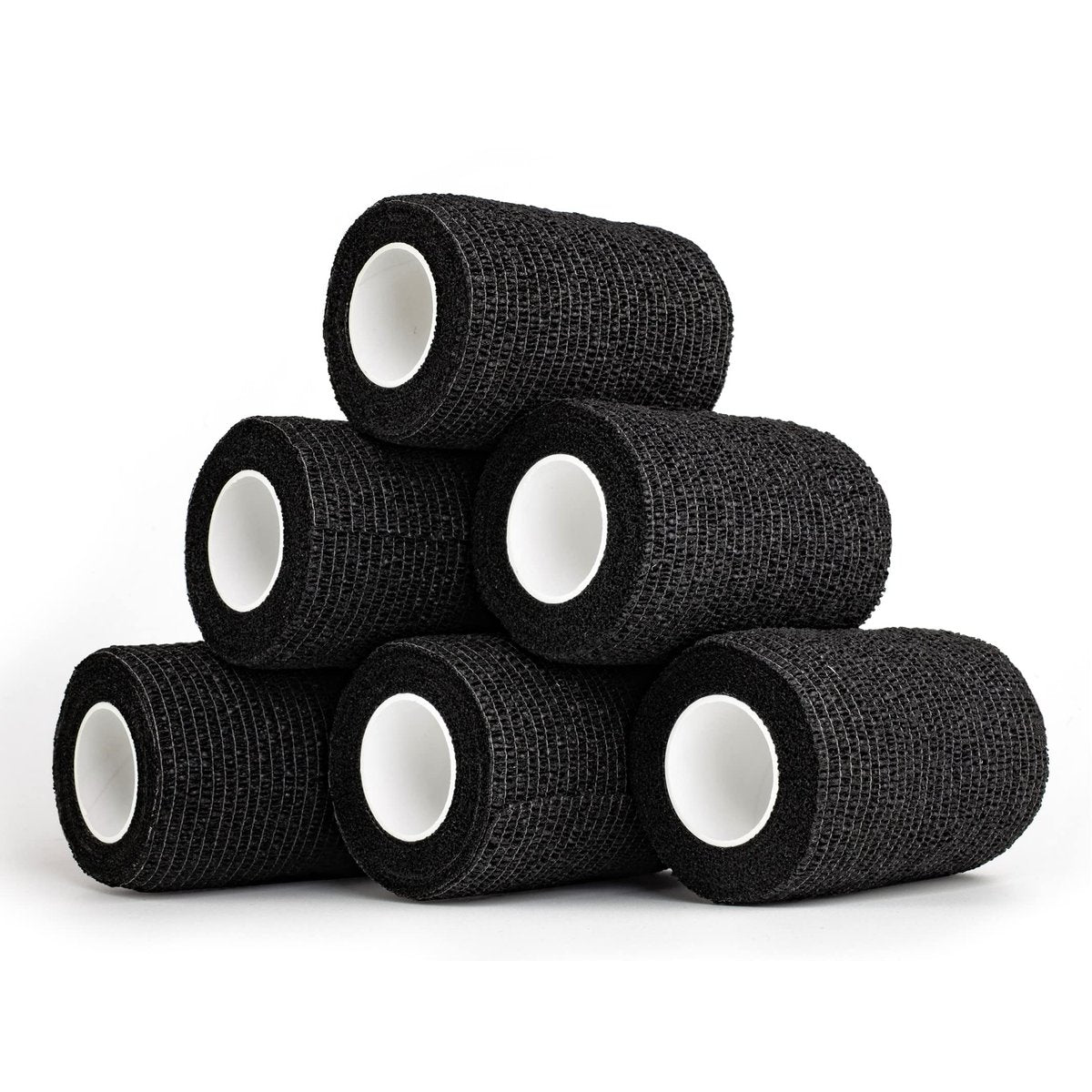 YAXEON Selbstklebender Verband 6 Rollen 3" x 5 Yards - Medizinisches Tape, Vettape, Sporttape für Sportverletzungen, Knöchel (Schwarz)
