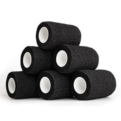YAXEON Selbstklebender Verband 6 Rollen 3" x 5 Yards - Medizinisches Tape, Vettape, Sporttape für Sportverletzungen, Knöchel (Schwarz)