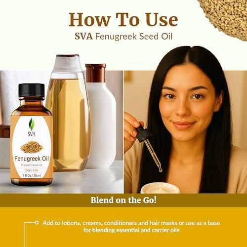 SVA Fenugreek Seed Oil - 100% Naturkaltgepresstes Bockshornkleeöl - 30 ml – Für Gesicht, Haut, Haare, Kopfhaut & Körper – Trägeröl mit Pipette