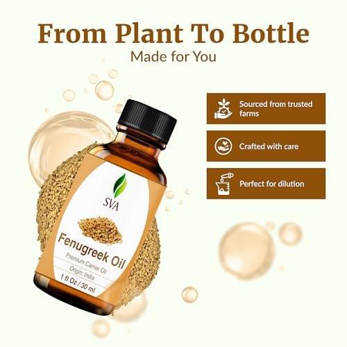 SVA Fenugreek Seed Oil - 100% Naturkaltgepresstes Bockshornkleeöl - 30 ml – Für Gesicht, Haut, Haare, Kopfhaut & Körper – Trägeröl mit Pipette