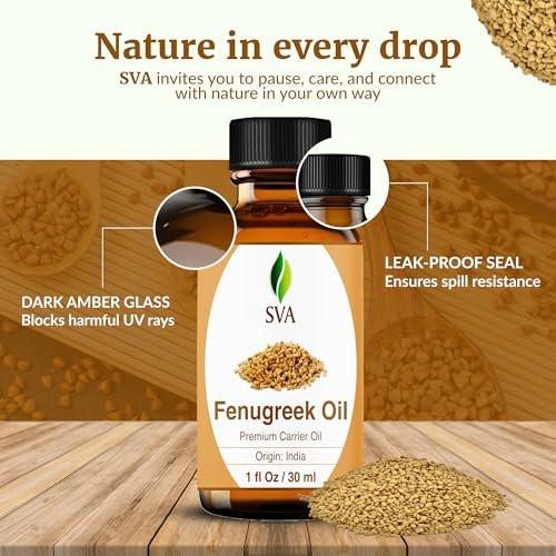 SVA Fenugreek Seed Oil - 100% Naturkaltgepresstes Bockshornkleeöl - 30 ml – Für Gesicht, Haut, Haare, Kopfhaut & Körper – Trägeröl mit Pipette