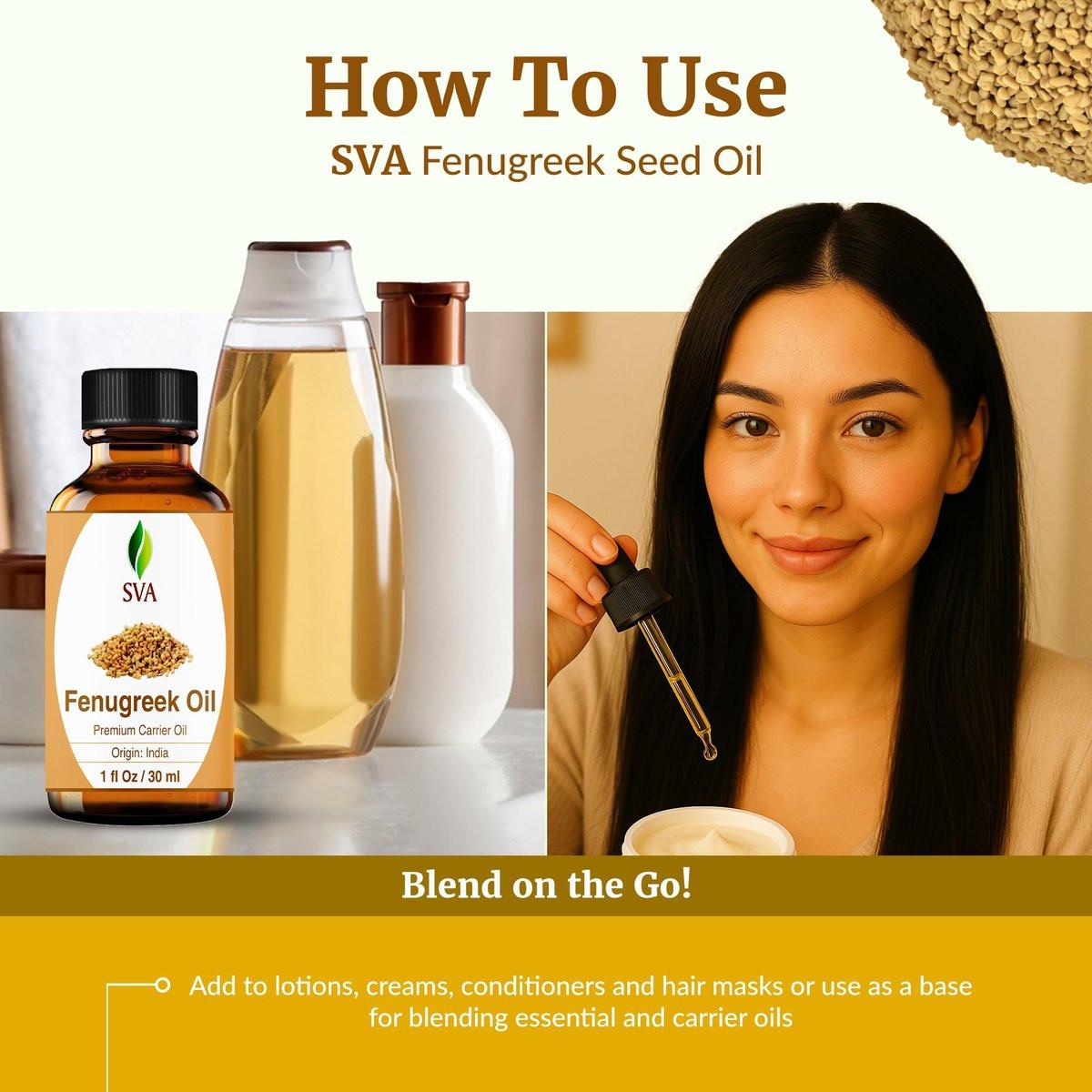 SVA Fenugreek Seed Oil - 100% Naturkaltgepresstes Bockshornkleeöl - 30 ml – Für Gesicht, Haut, Haare, Kopfhaut & Körper – Trägeröl mit Pipette