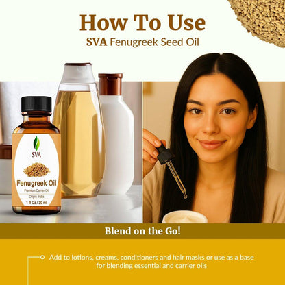 SVA Fenugreek Seed Oil - 100% Naturkaltgepresstes Bockshornkleeöl - 30 ml – Für Gesicht, Haut, Haare, Kopfhaut & Körper – Trägeröl mit Pipette